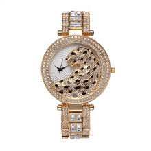 Load image into Gallery viewer, Leopard Diamond Steel Band Waterproof Quartz Watch
