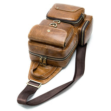 Load image into Gallery viewer, Brown Leather Soft Surface Chest Bag
