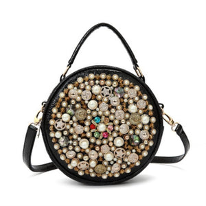 Female Diamond Handbag Vintage Pearl Design Evening Bag