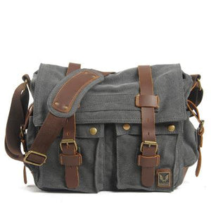 Men's Canvas Leather Diagonal Bag Shoulder Bag