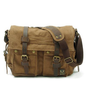 Men's Canvas Leather Diagonal Bag Shoulder Bag