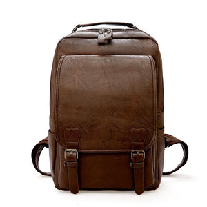 Male Pu Leather Casual Backpack