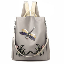 Load image into Gallery viewer, Oxford Cloth Embroidered Dragonfly Pattern Travel Backpack
