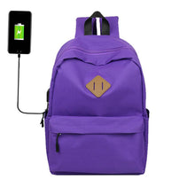 Load image into Gallery viewer, Universal Solid Color Backpack With USB Charging Port
