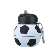 Load image into Gallery viewer, Football Soccer Silicone Water Bottle with Straw Foldable
