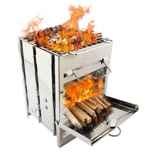 Load image into Gallery viewer, Square Wood Stove For Outdoors Camping BBQ Boiling Cooking
