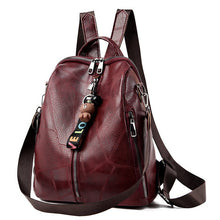 Load image into Gallery viewer, Casual Plain PU Leather Backpack For Women
