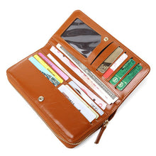 Load image into Gallery viewer, New Oil Wax Leather Wallet Women's Oil Leather Clutch Bag
