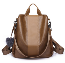 Load image into Gallery viewer, Soft Leather Backpack Female Large Capacity Retro Backpack
