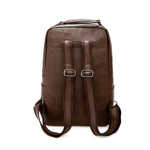 Male Pu Leather Casual Backpack