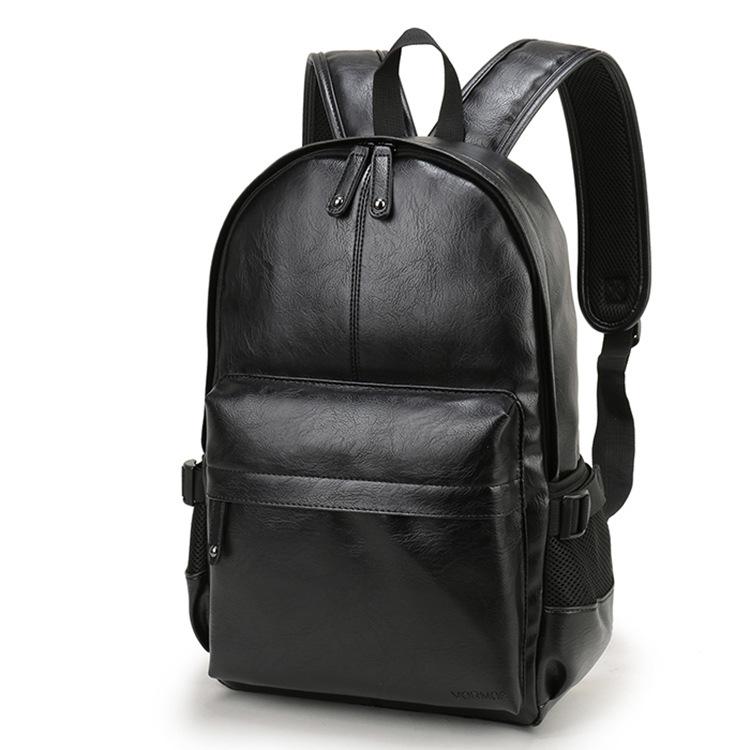 Men Leather School Bag Backpack Waterproof Travel Bag 