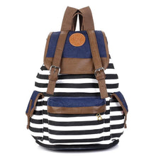 Load image into Gallery viewer, Women&#39;s Horizontal Striped Bag Canvas Backpack
