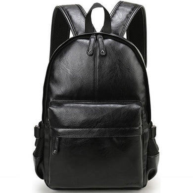 Men Leather School Bag Backpack Waterproof Travel Bag 