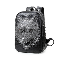 Load image into Gallery viewer, Korean Edition 3D Wolf Head Student Backpack
