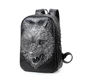 Korean Edition 3D Wolf Head Student Backpack