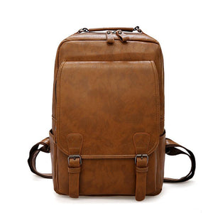 Male Pu Leather Casual Backpack