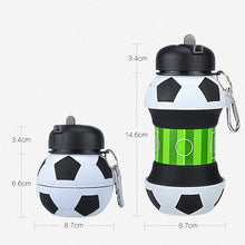 Load image into Gallery viewer, Football Soccer Silicone Water Bottle with Straw Foldable
