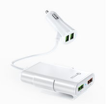 Load image into Gallery viewer, Back Seat QC3.0 2.4A3.1A 4 USB Car Charger With Cable A Clip
