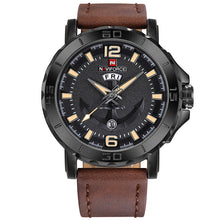 Load image into Gallery viewer, Men's Quartz Watch With Leather Strap and Week Feature
