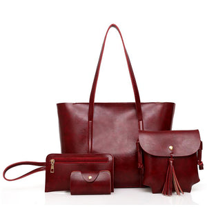 Oil Wax Leather Women's Handbag Shoulder Bag Sets