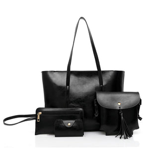 Oil Wax Leather Women's Handbag Shoulder Bag Sets