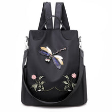 Load image into Gallery viewer, Oxford Cloth Embroidered Dragonfly Pattern Travel Backpack
