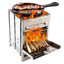 Load image into Gallery viewer, Square Wood Stove For Outdoors Camping BBQ Boiling Cooking
