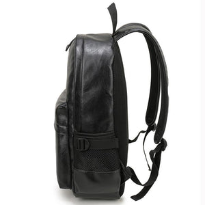 Men Leather School Bag Backpack Waterproof Travel Bag 