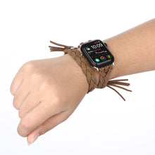 Load image into Gallery viewer, Leather Cord Braided Smart Watch Strap
