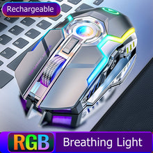 Load image into Gallery viewer, Color Wireless Gaming RGB Rechargeable Mute Button Mouse
