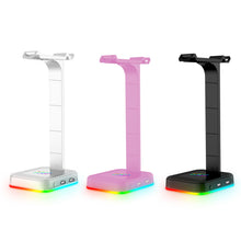 Load image into Gallery viewer, Desktop Gamer 2 In 1 RGB Headphone Stand Power Strip
