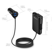 Load image into Gallery viewer, Back Seat QC3.0 2.4A3.1A 4 USB Car Charger With Cable A Clip
