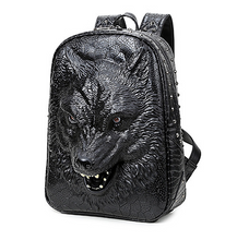 Load image into Gallery viewer, Korean Edition 3D Wolf Head Student Backpack
