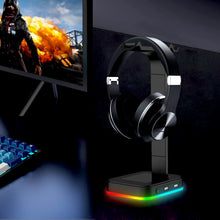 Load image into Gallery viewer, Desktop Gamer 2 In 1 RGB Headphone Stand Power Strip

