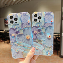 Load image into Gallery viewer, Oil Painting Purple And Blue Daisy Flower Phone Case
