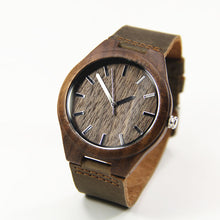 Load image into Gallery viewer, Walnut Wooden Wrist Watch With Leather Strap
