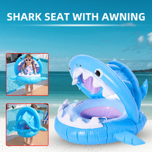 Load image into Gallery viewer, Inflatable Swimming Ring For Kids With Awning Shark Seat
