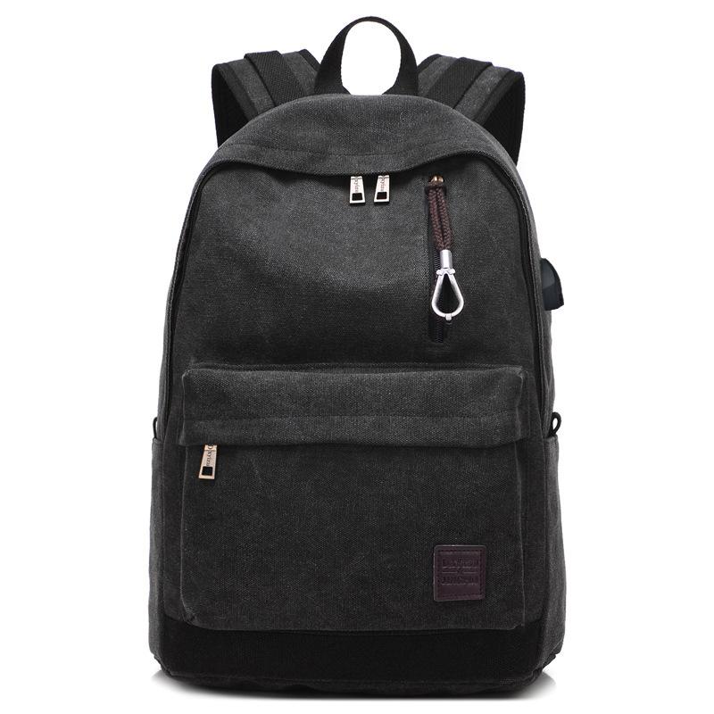 Unisex Canvas Backpack With USB Charging Port