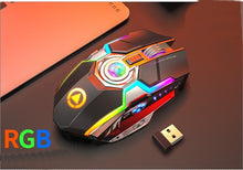 Load image into Gallery viewer, Color Wireless Gaming RGB Rechargeable Mute Button Mouse
