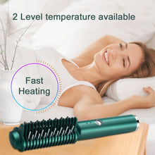 Load image into Gallery viewer, Electric Hair Straightener Comb Fast Heat-up Ceramic Straightening Brush USB Charge Smooth Straight Styler Wireless Curling Iron
