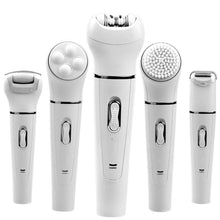 Load image into Gallery viewer, 5-in-1 Electric Facial Cleanser Massager Shaver Epilator Body Massage Face Skin Pore Deep Clean Women Beauty Skin Care Machine
