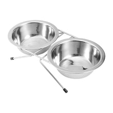 Load image into Gallery viewer, Stainless Steel Pet Cat Double Bowl With Raised Stand
