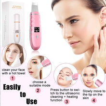 Load image into Gallery viewer, EMS Skin Scrubber Ultrasonic Facial Skin Spatula 36-42°C Heating Facial Cleansing Blackhead Remover Extractor Face Cleaning Tool
