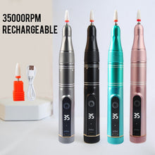 Load image into Gallery viewer, 35000RPM Rechargeable Nail Drill Machine Cordless Manicure Drill Nail Cuticle E-File Nail Professional Nail Drill Machine

