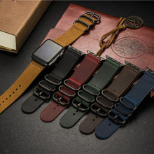 Load image into Gallery viewer, Nubuck Leather Three-Ring Pin Buckle Watch Strap
