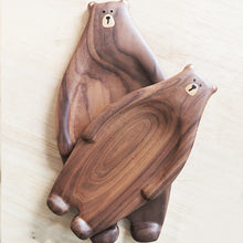 Load image into Gallery viewer, Cute Bear Wood Board Bread Plate Block Bear Shape Tray
