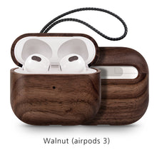 Load image into Gallery viewer, Back Cover Solid Wood Bluetooth Earphone Case
