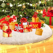 Load image into Gallery viewer, White Christmas Tree Skirt Plush Faux Fur Xmas Tree Carpet
