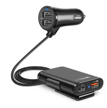 Load image into Gallery viewer, Back Seat QC3.0 2.4A3.1A 4 USB Car Charger With Cable A Clip
