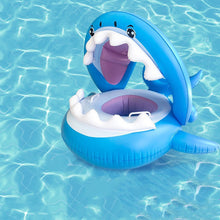 Load image into Gallery viewer, Inflatable Swimming Ring For Kids With Awning Shark Seat
